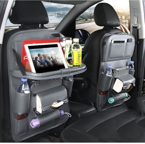 Transform Your Ride: Sleek & Functional PU Leather Car Storage Bag with Tray and Organizer
